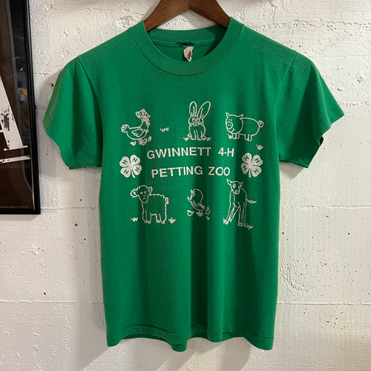 Vintage 80’s Screen Stars ‘Petting Zoo’ Single Stitch Baby T-Shirt - Size Youth Large - Made In USA - Green/White