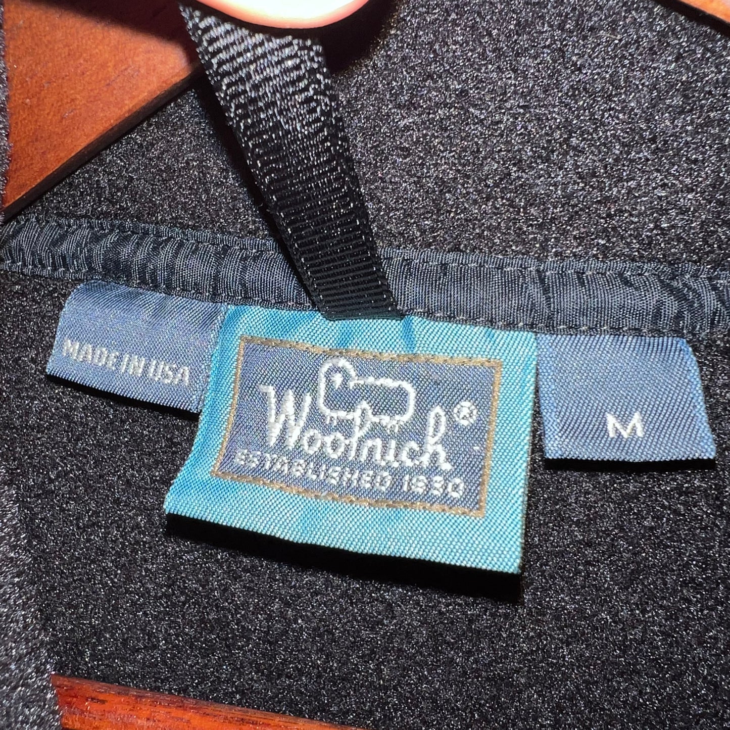 Vintage 80’s Woolrich Quarter Buttoned Fleece Pullover Jacket - Size Medium - Made In USA - Black/Red
