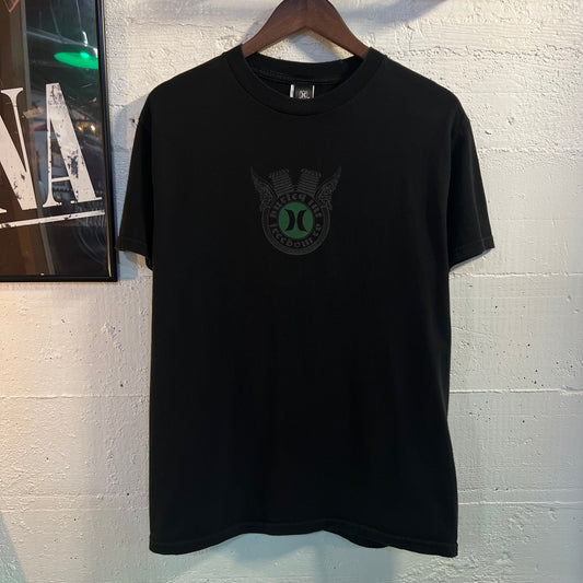 Vintage 2000's Hurley Int. 'Freedom Co." Center Logo T-Shirt - Size Medium - Black/Green
