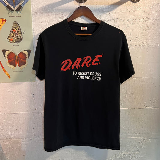 Vintage 'D.A.R.E. To Resist Drugs And Violence' T-Shirt - Size Medium - Black