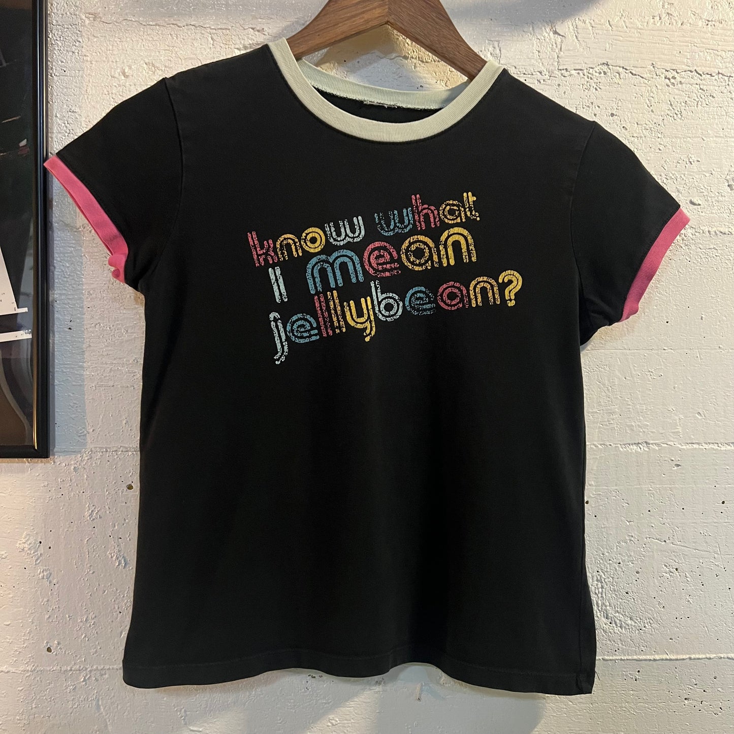 Vintage Cute ‘Know What I Mean Jellybean?’ Baby T-Shirt - Size Extra Small - Black/Multi