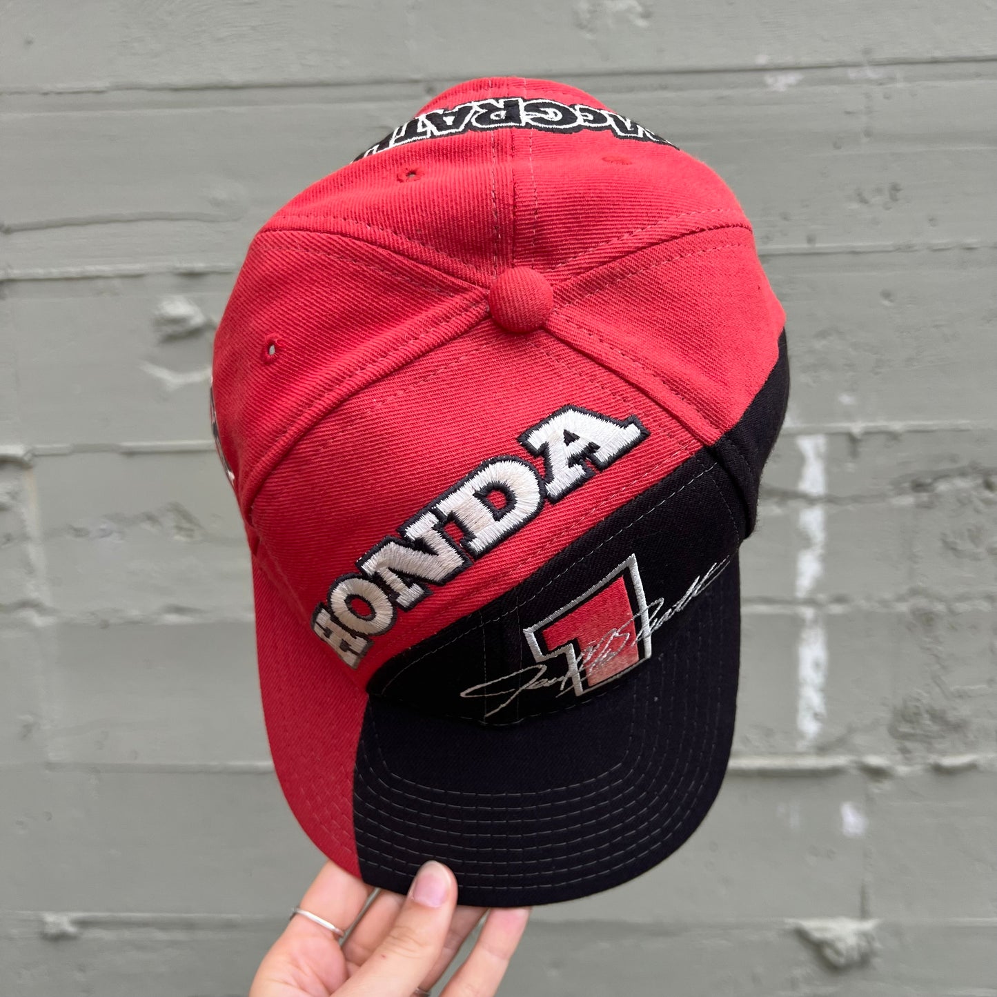 Vintage 90's Honda Fox Racing 'Jeremy McGrath' Snapback Hat - O/S - Red/Black