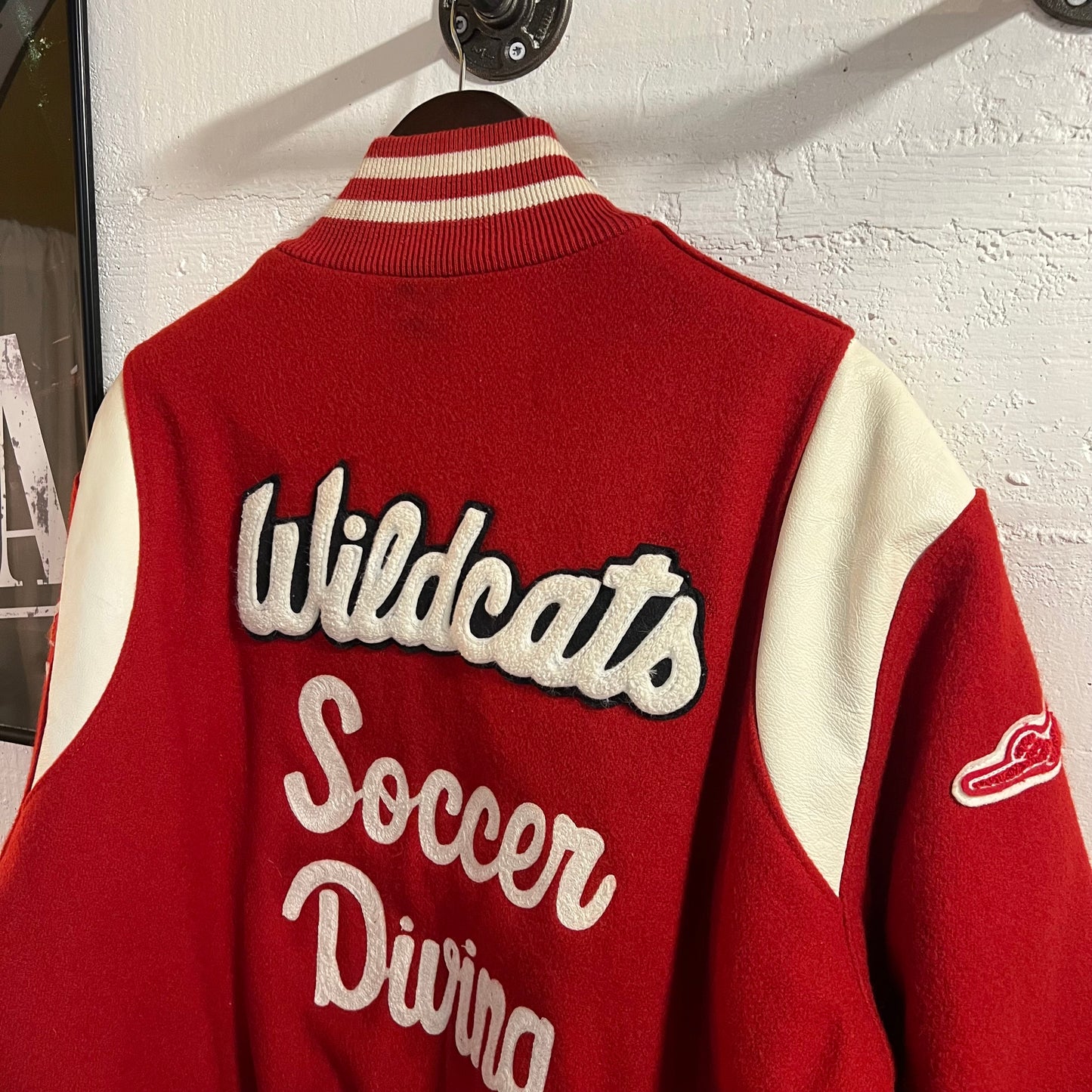 Vintage 2003 Holloway Wool & Leather Varsity Letterman Jacket - Size XL - Made In USA - Red/White