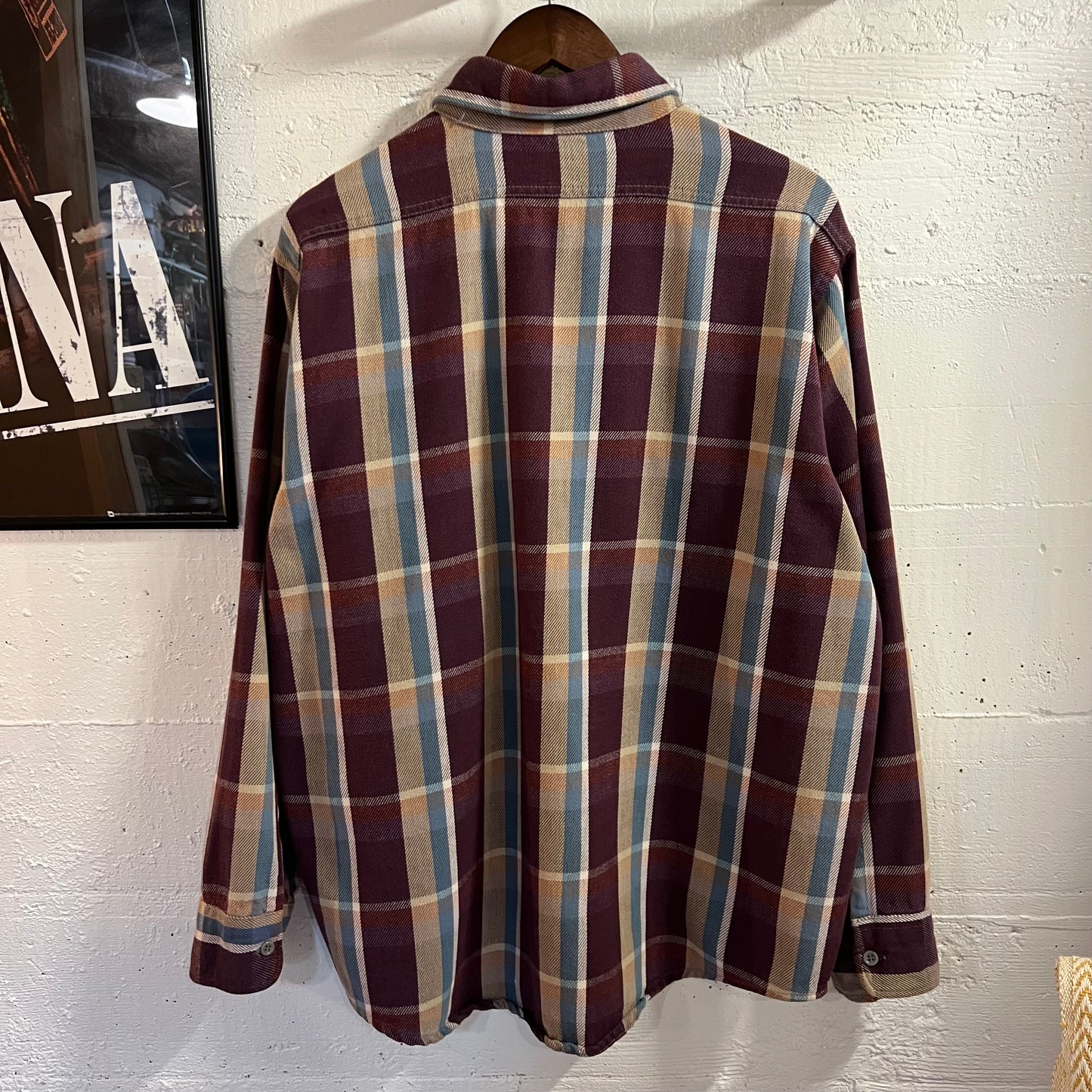 Vintage 80’s Frostproof Plaid Cotton Flannel Shirt - Size XL - Made In USA - Purple/Blue/Tan/White