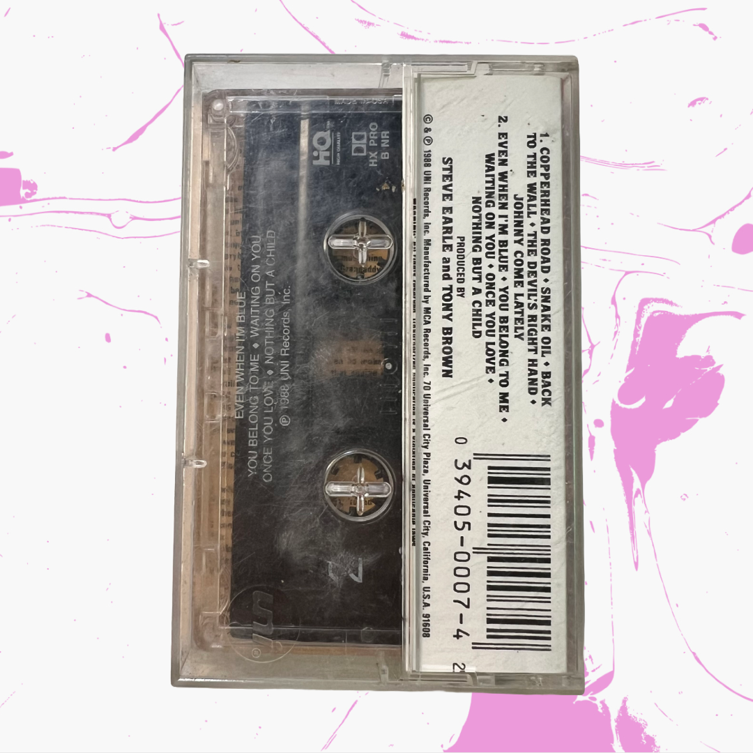 Vintage 1988 Steve Earle 'Copperhead Road' Cassette Tape