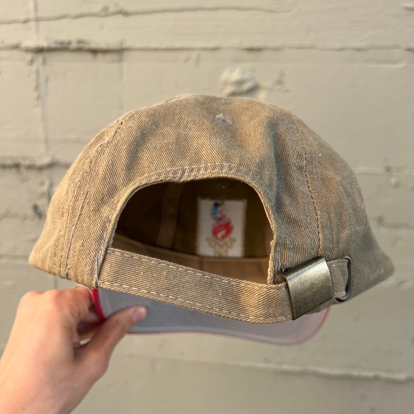 Vintage 1996 Atlanta Olympics Embroidered 6-Panel Strapback Dad Hat - O/S - Washed Salmon/Khaki