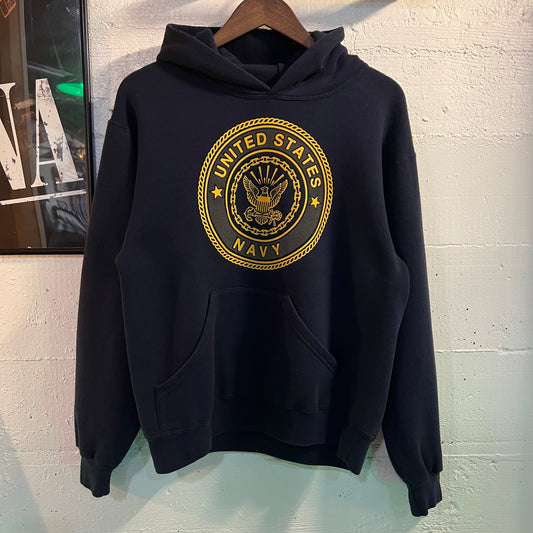 Vintage 90's U.S. Navy Seal Reflective Hoodie Sweatshirt - Size Small - Made In USA - Navy
