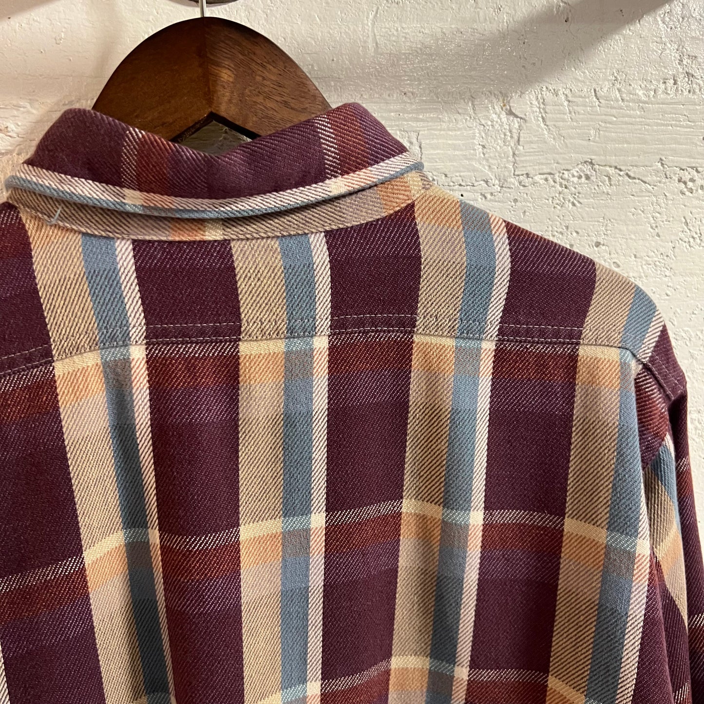 Vintage 80’s Frostproof Plaid Cotton Flannel Shirt - Size XL - Made In USA - Purple/Blue/Tan/White