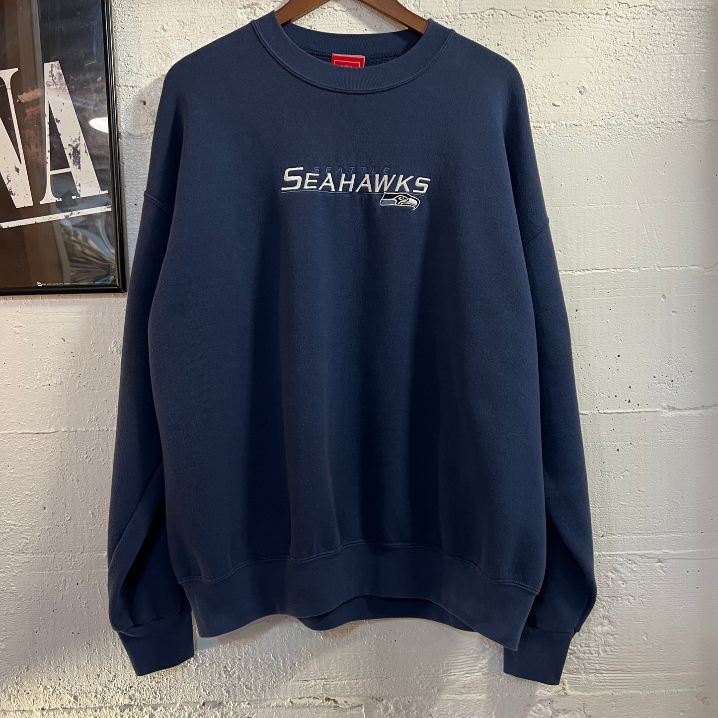 Vintage Embroidered Seattle Seahawks NFL Crewneck Sweatshirt - Size XL - Blue