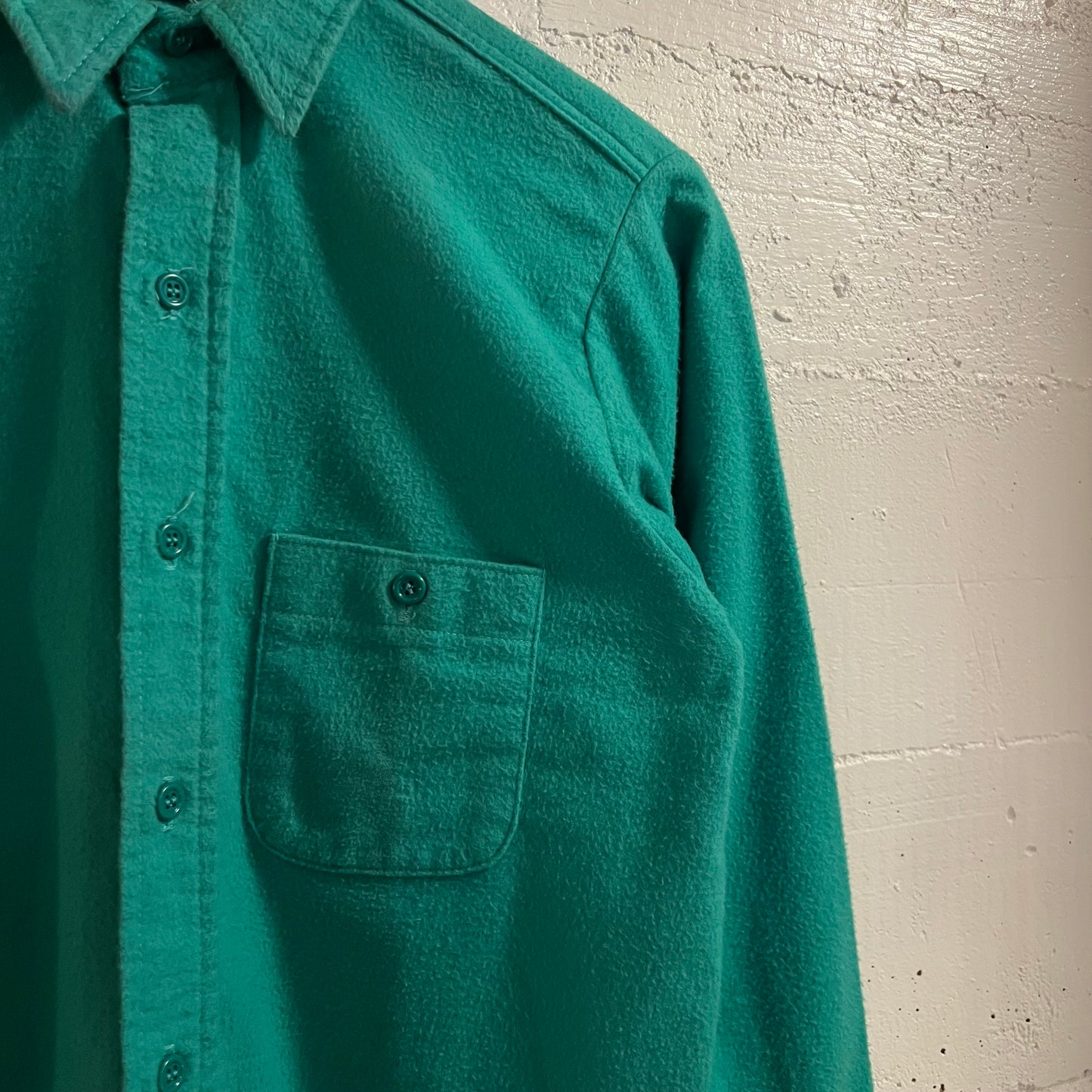 Vintage 70’s/80’s Five Brothers Chamois Cloth Long Sleeve Button Up Shirt - Size XS - Union Made In The USA - Kelly Green