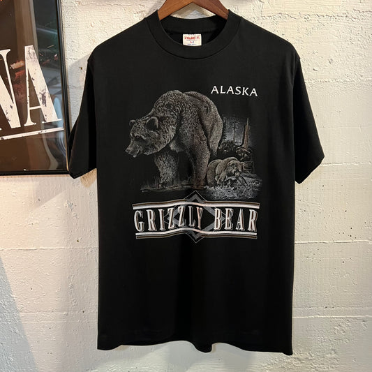 Vintage 90’s Alaska Grizzly Bear Single Stitch T-Shirt - Size XL - Made In USA - Black