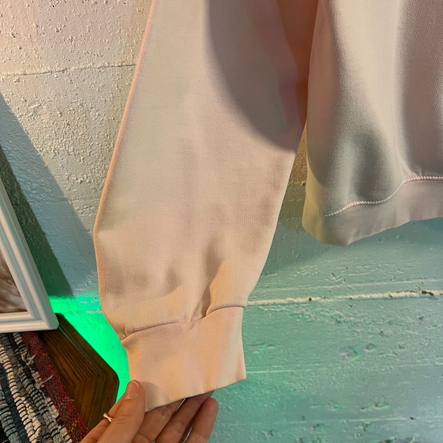 Vintage Faded Distressed Rag Wear Blank Hoodie Sweatshirt - Size Large - Pink