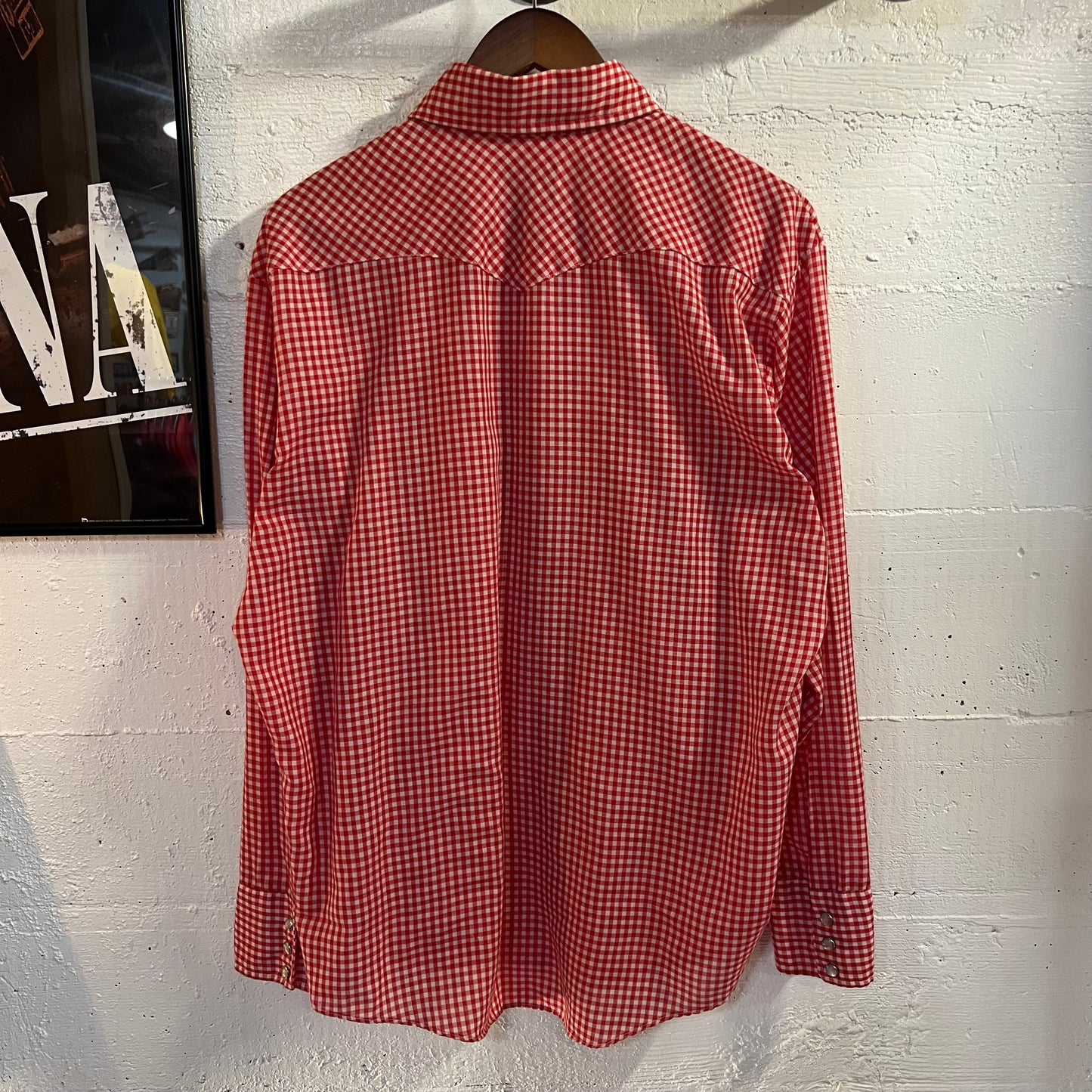 True Vintage 1970's Montgomery Ward Western Wear Gingham Plaid Pearl Snap Western Shirt - Size XL (17-17.5) - Made In USA