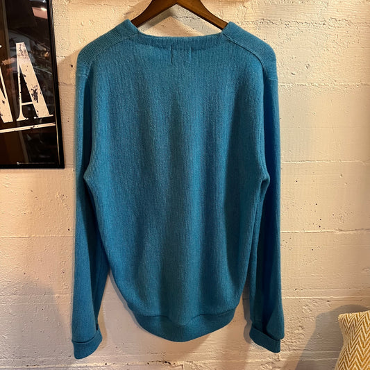 Vintage 60’s/70’s Brent By Montgomery Ward Knitted Cardigan Sweater - Size Medium - Light Blue