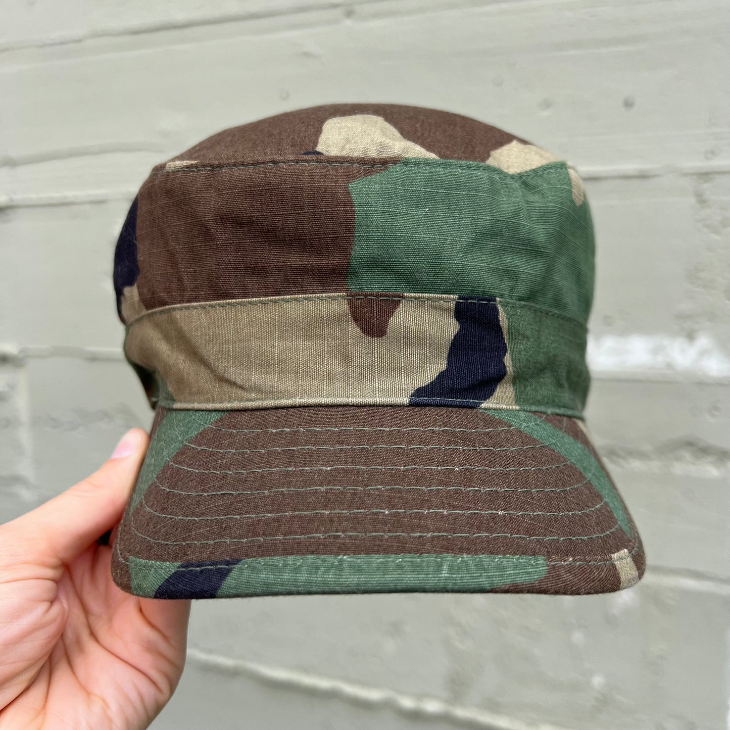 Vintage 90's U.S. Army Woodland Camo Hot Weather Cap - Size 7 - Made In USA - SP0100-97-0321