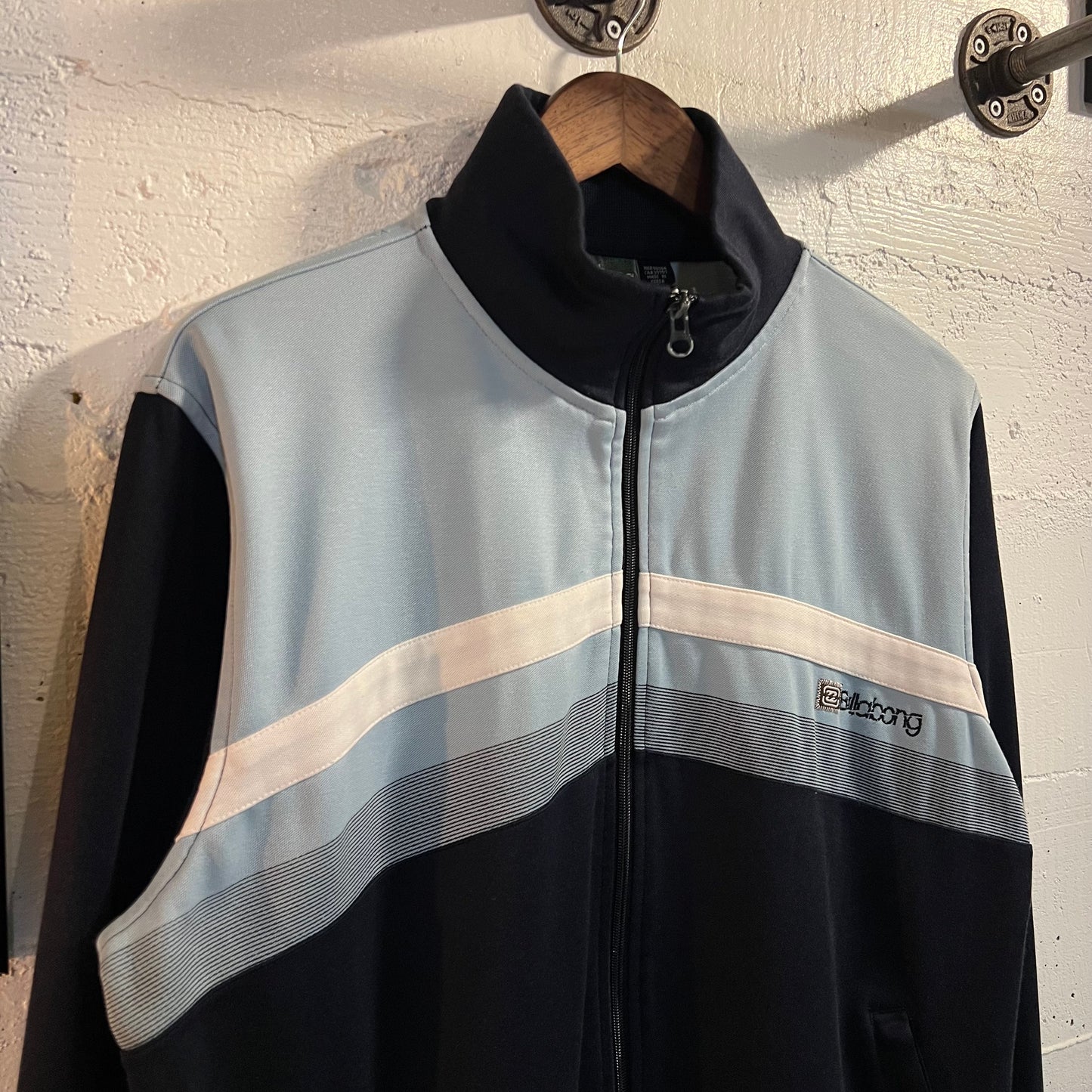 Vintage 2000's Billabong Zip-Up Track Jacket - Size Large - Baby-Blue/Navy/Navy