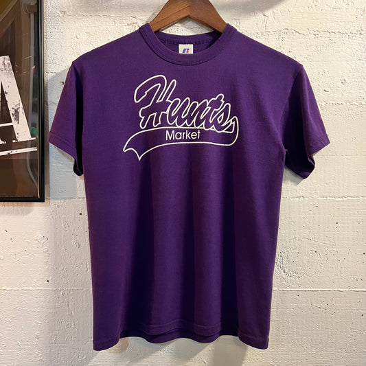 Vintage 90’s Russell Athletic Hunts Market ‘#3’ Baby T-Shirt - Size Youth Medium - Purple/White