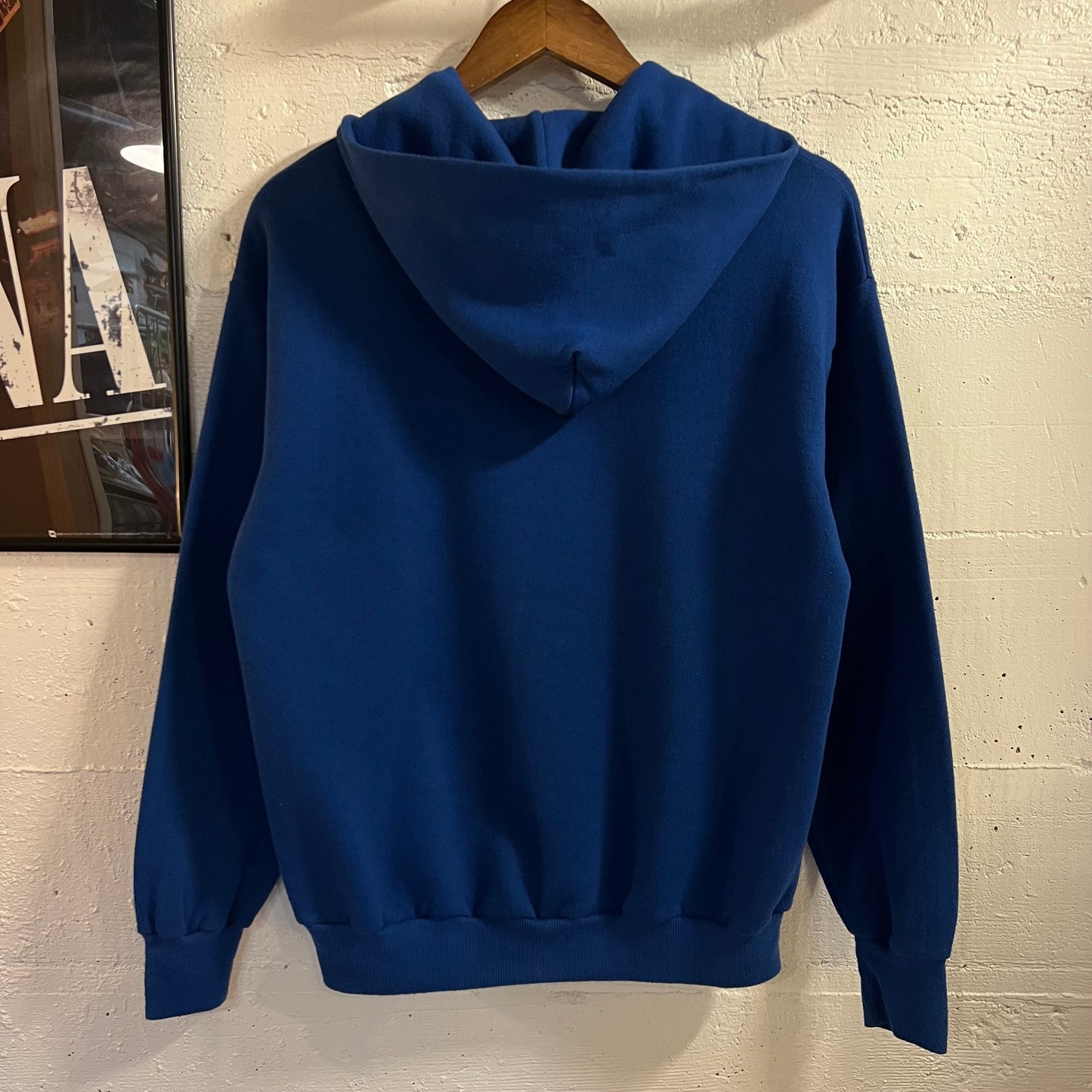Vintage 1980's Jerzees 50/50 Blend Zip Up Hoodie Sweatshirt - Size Medium - Made In USA - Royal Blue