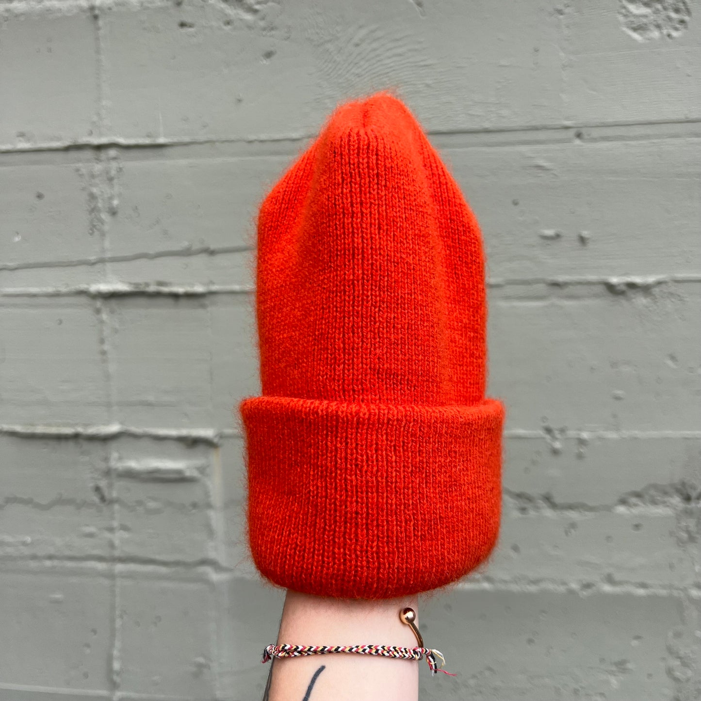 Vintage Blaze Orange Watch Cap Beanie - O/S - Made In USA - Blaze Orange