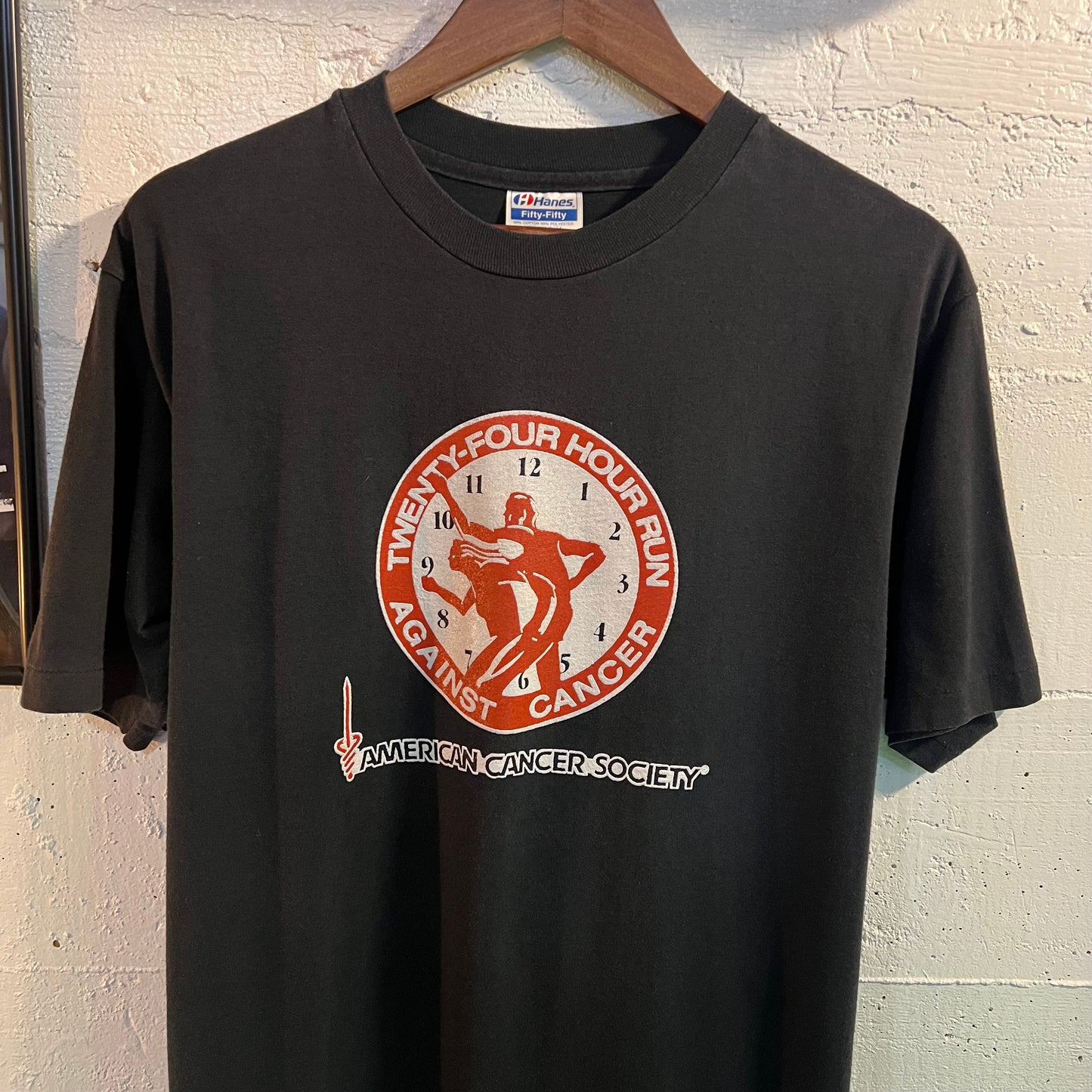 Vintage 90's American Cancer Society Marathon Single Stitch T-Shirt - Size Large - Made In USA - Black