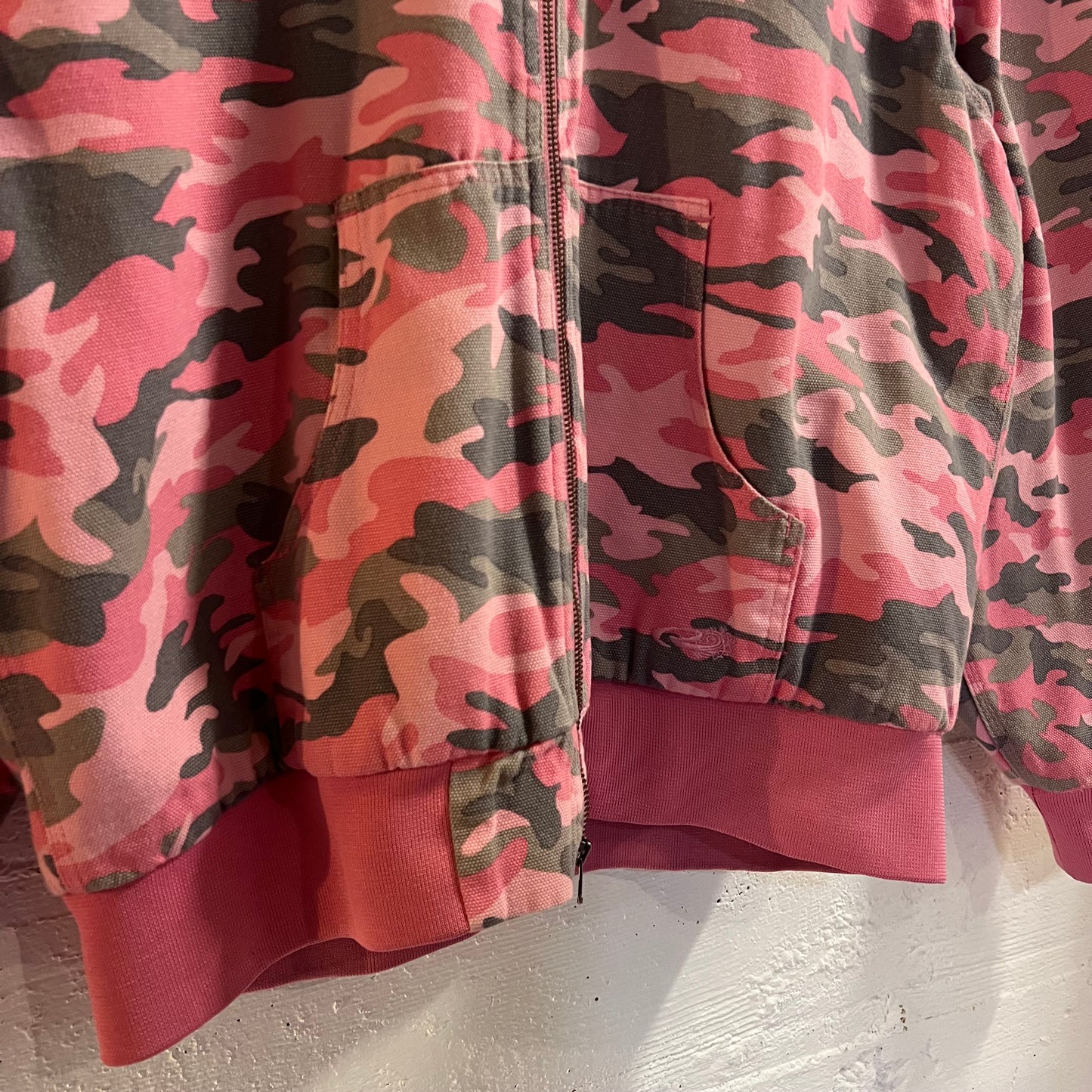 Vintage Y2K Roper Woodland Camo Zip Up Quilt Lined Jacket - Size XL - Pink/Grey
