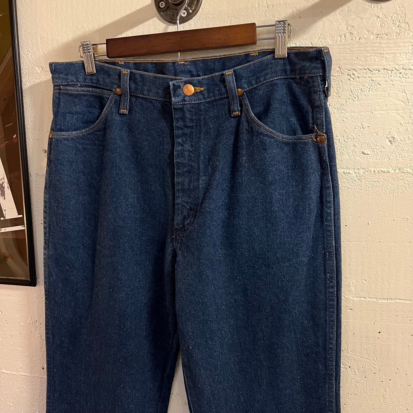Vintage 90's Wrangler Cowboy Cut Dark Indigo Denim Jeans - Size 32" x 35"- 936PWD - Dark Indigo Denim - 100% Cotton