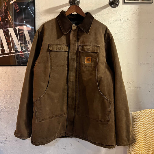 Vintage 2000's Carhartt Arctic Quilted Work Coat - Size XL-T - Made In USA - C26CHT - Chocolate Brown