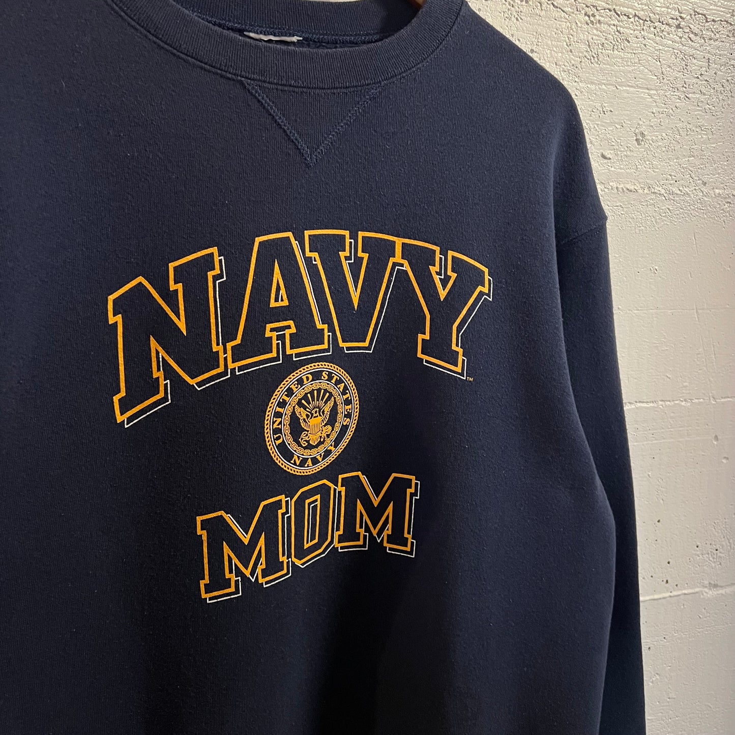 Vintage 90's U.S. Navy Mom Collegiate Navy Seal Crewneck Sweatshirt - Size XL - Made In USA - Navy