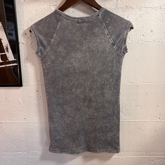 Vintage 90’s One World Brand Henley Baby T-Shirt - Size Small - Made In USA - Grey