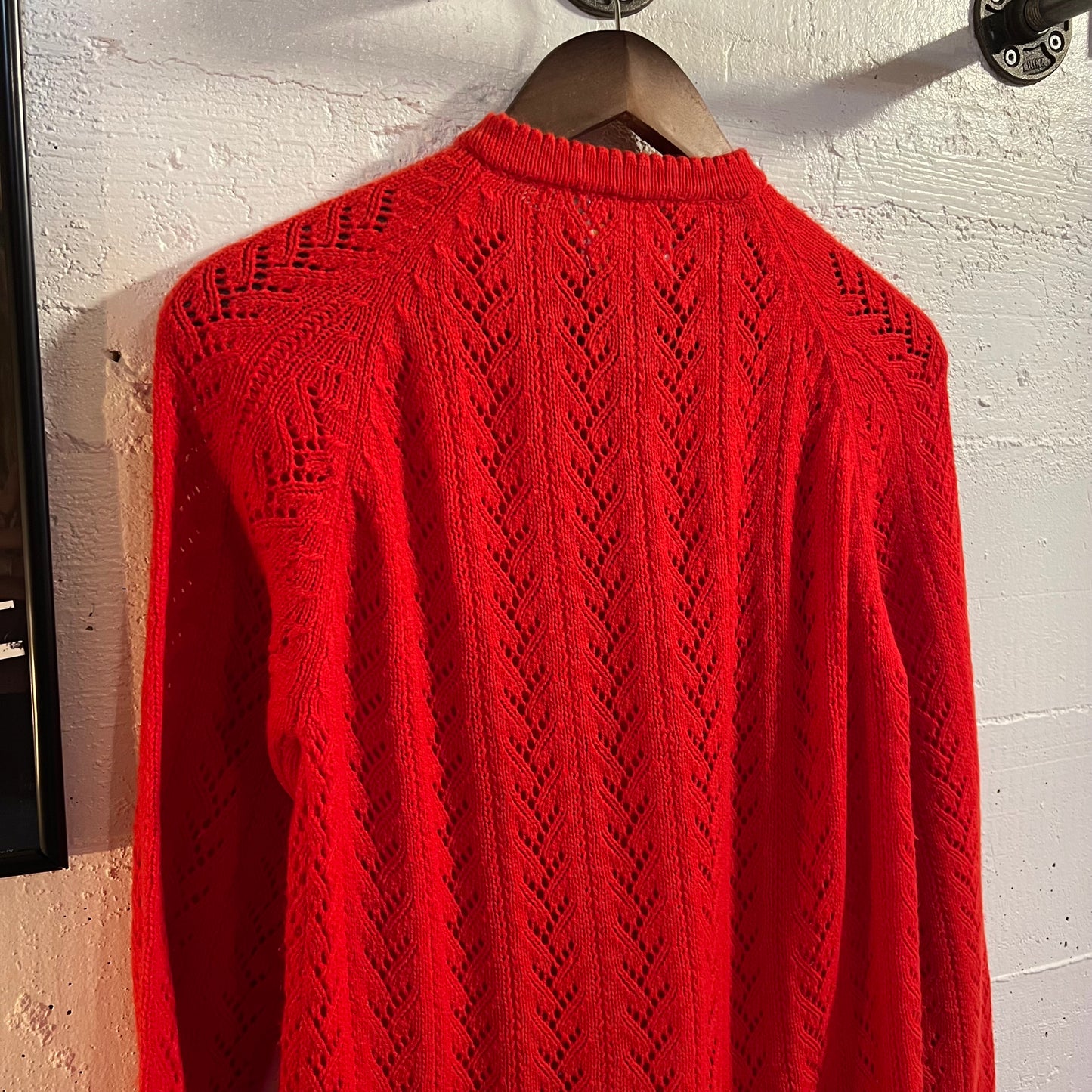 Vintage 1960's Sears Knit Acrylic Cardigan Sweater - Size Medium - Red