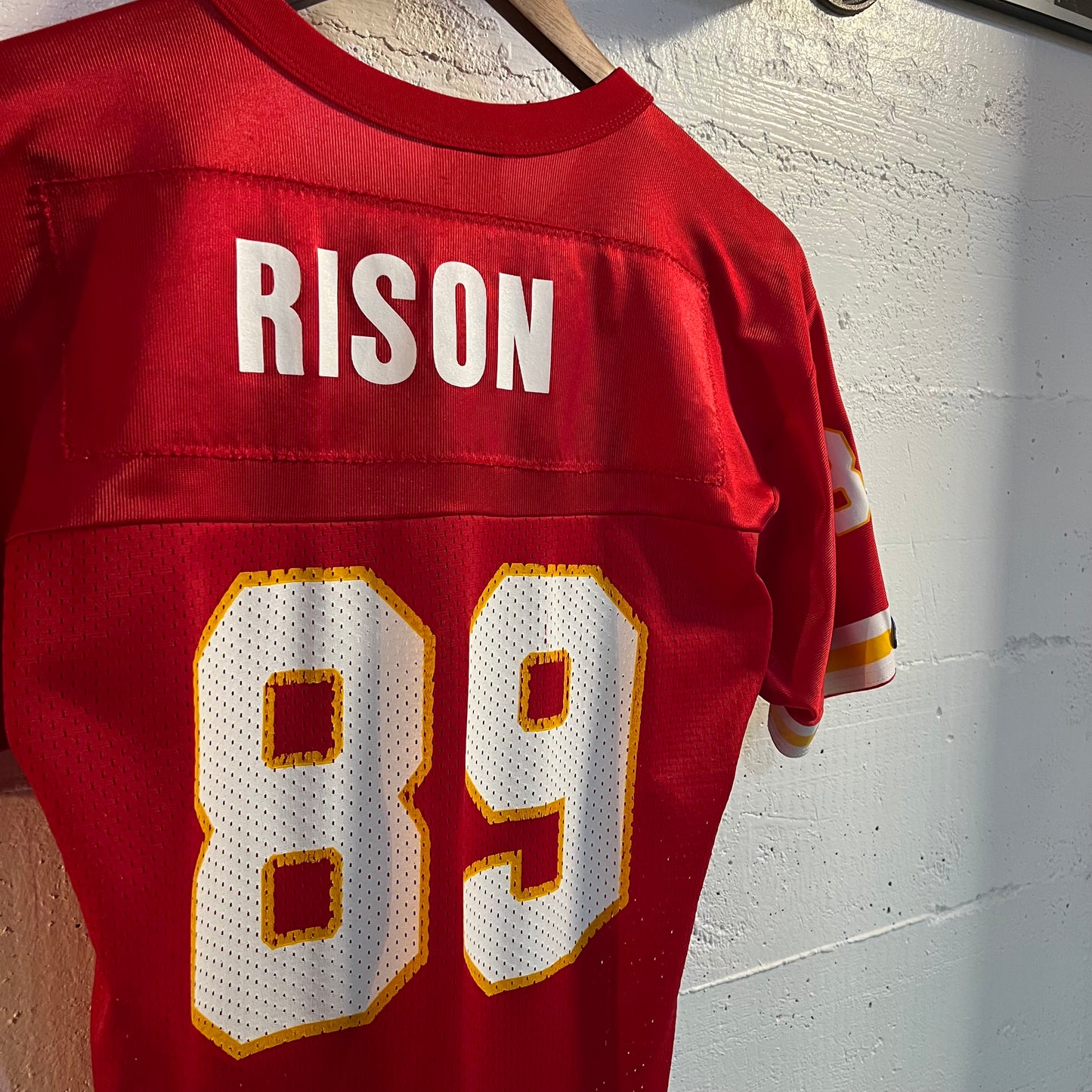 Vintage 90's Kansas City Chiefs Andre "Bad Moon" Rison Youth Football Jersey - Size M (10-12) - Red/Gold/White