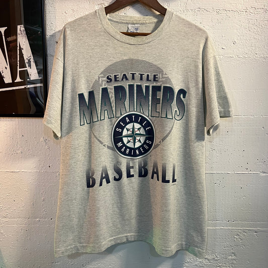 Vintage 1997 Seattle Mariners Baseball MLB Single Stitch T-Shirt - Size XL - Made In USA - Heather Grey/Multi