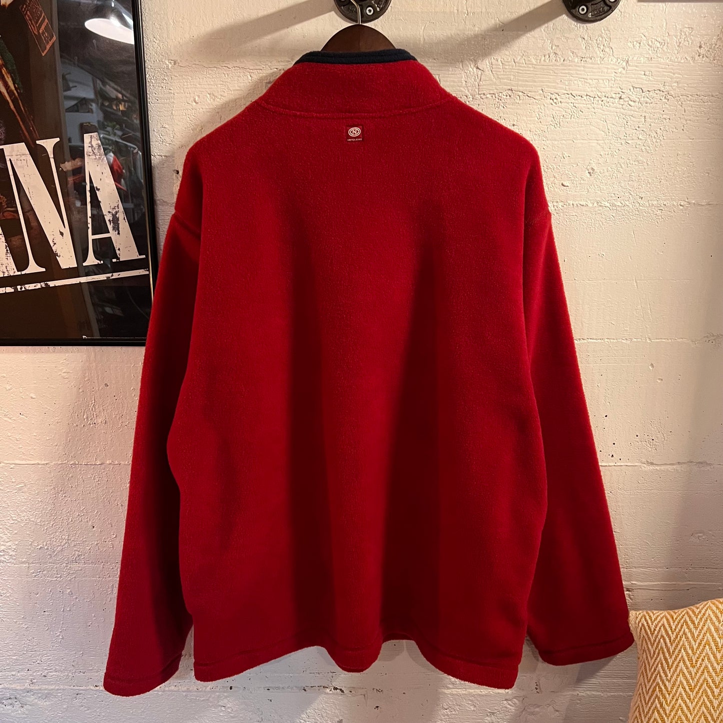 Vintage 90's Nautica Jeans Co. Half Zip Pullover Fleece - Size XL - Red/Navy/White