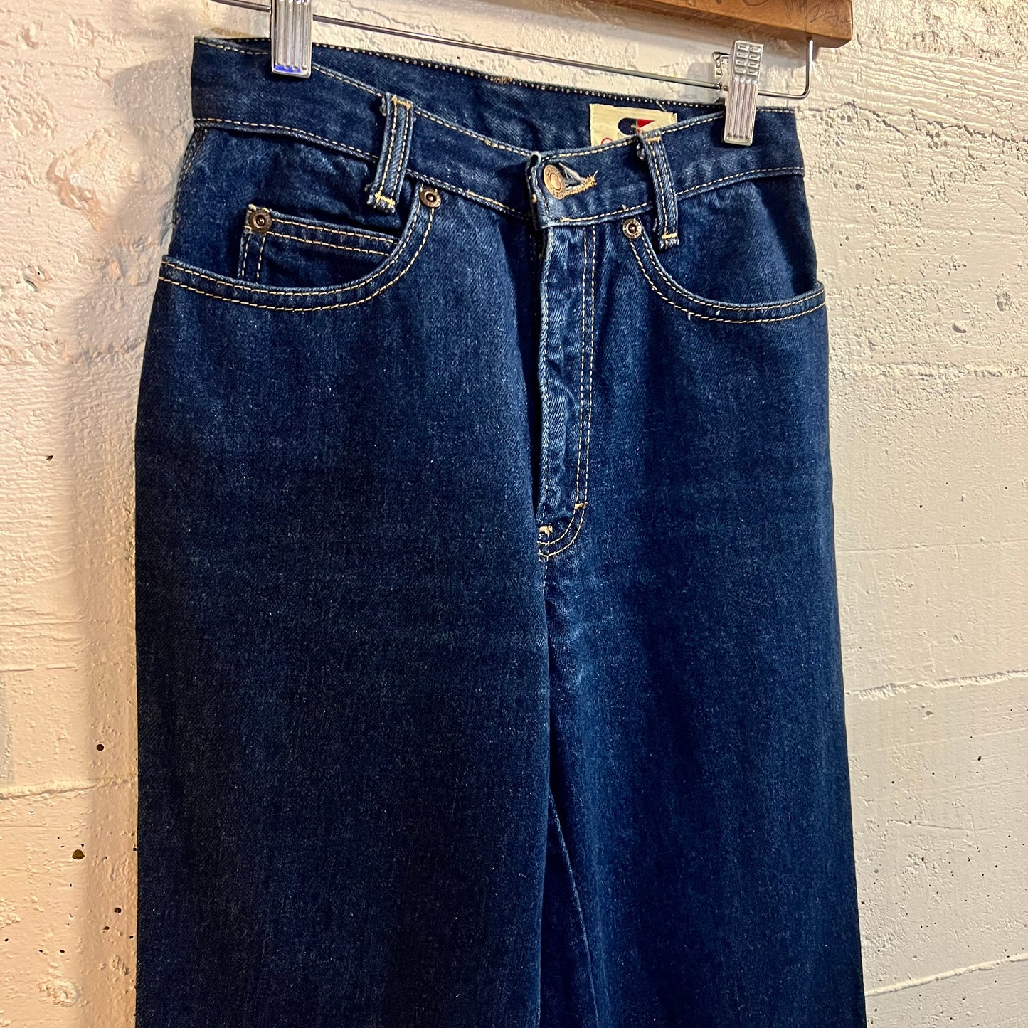 Vintage 1970's Calvin Klein High Rise Denim Jeans - Size 3 (23") - Made In USA - Talon Zipper - Dark Wash
