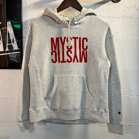 MYSTIC™ x Champion Reverse Weave 'PAST/PRESENT/FUTURE' Boxy Pullover Hooded Sweatshirt - Ash-Heather-Gray/Red