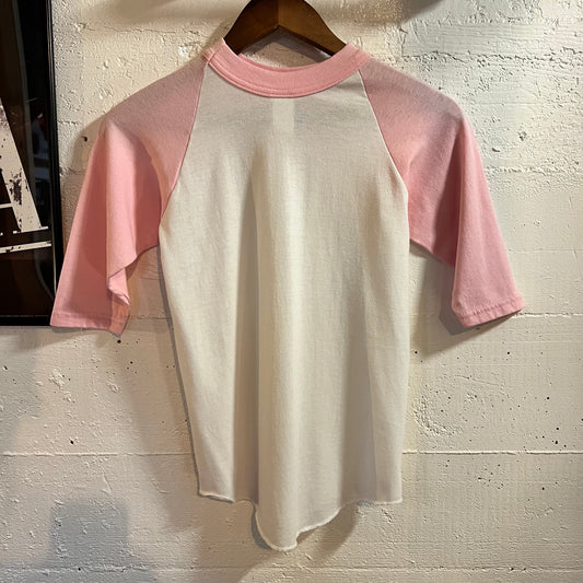 Vintage 90’s/2000’s Soffe Raglan 3/4 Sleeve Baseball Baby T-Shirt - Size Youth Small - White Pink