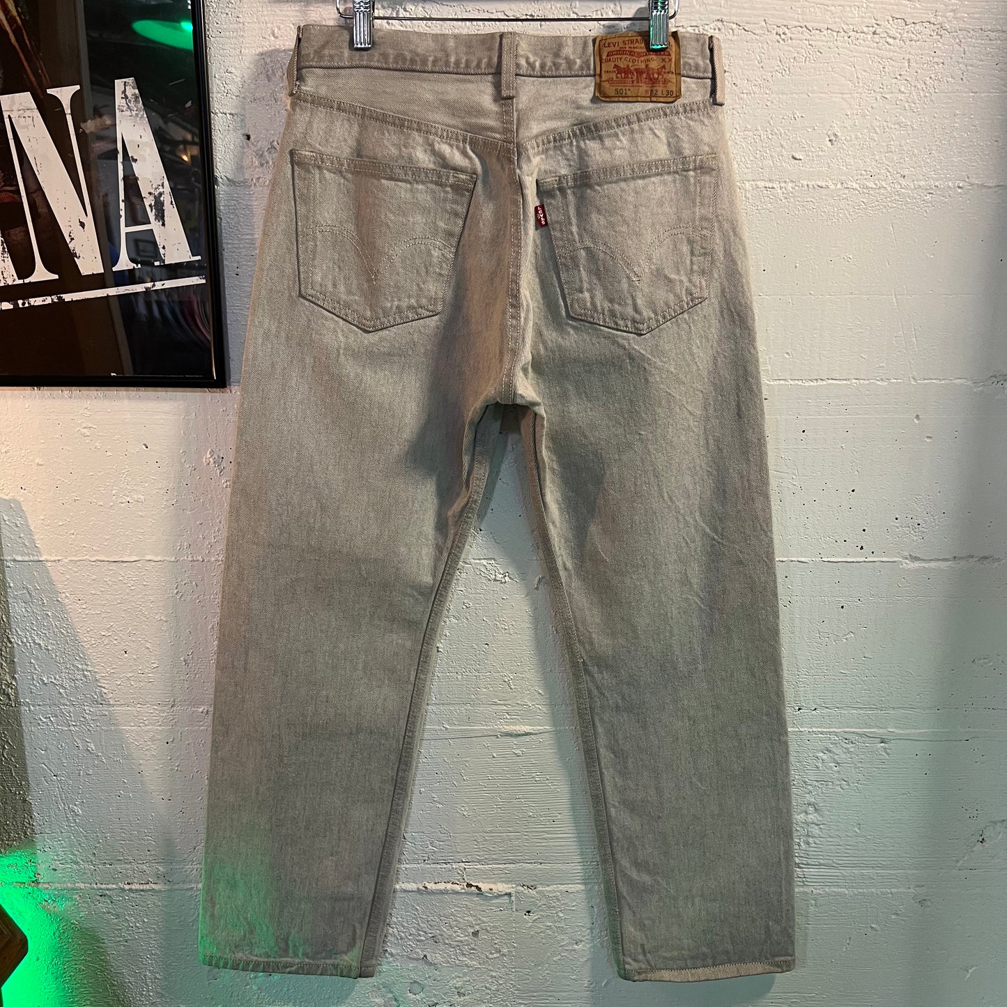 2011 Levi's 501 Button Fly Silver Denim Jeans - Size 32" x 30" - Silver/Gray