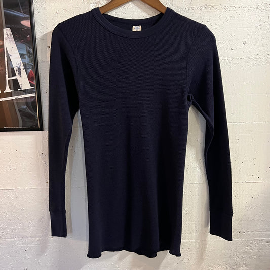 Vintage 1980's Hanes American Sportsman Thermal Long Sleeve Shirt - Size Medium - Made In USA - Navy