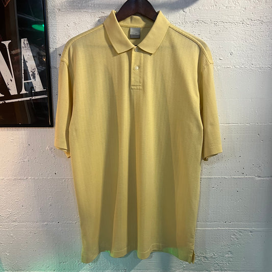Vintage 2000's Nike Pique Cotton Mini Swoosh Polo Shirt - Size Medium - Light Yellow
