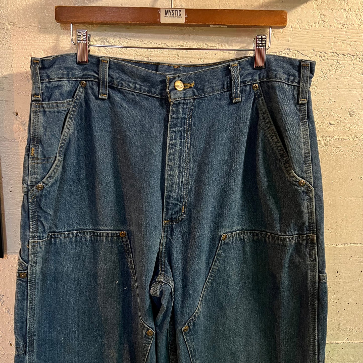 Vintage Denim Carhartt Double Knee Cargo Jeans - Size 34”x36” - B273 DST - Medium Wash