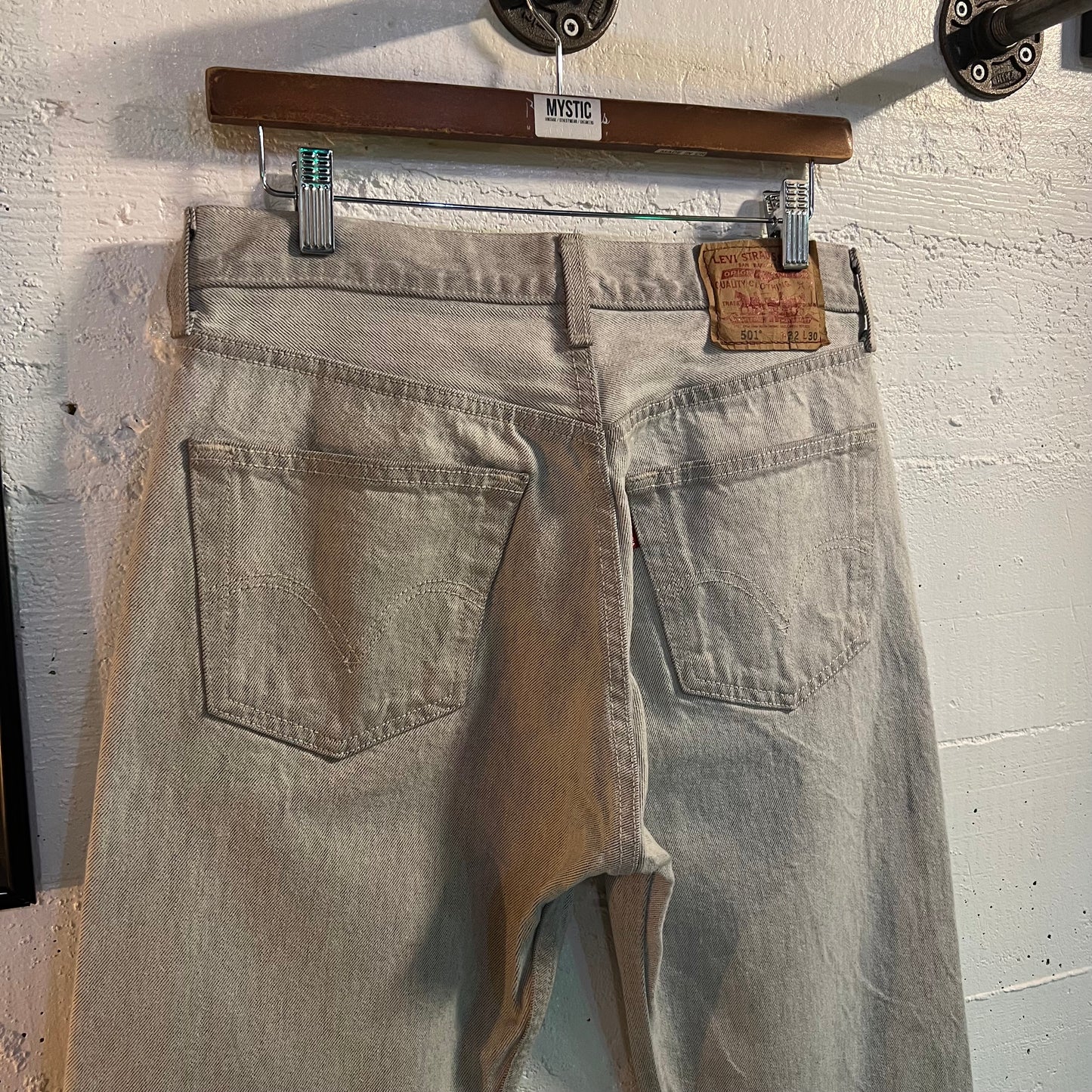 2011 Levi's 501 Button Fly Silver Denim Jeans - Size 32" x 30" - Silver/Gray