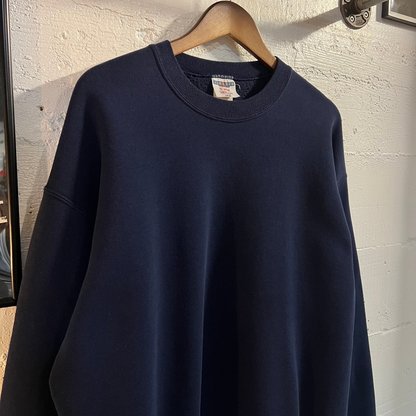 Vintage 90's Jerzees Blank Crewneck Sweatshirt - Size XL - Navy