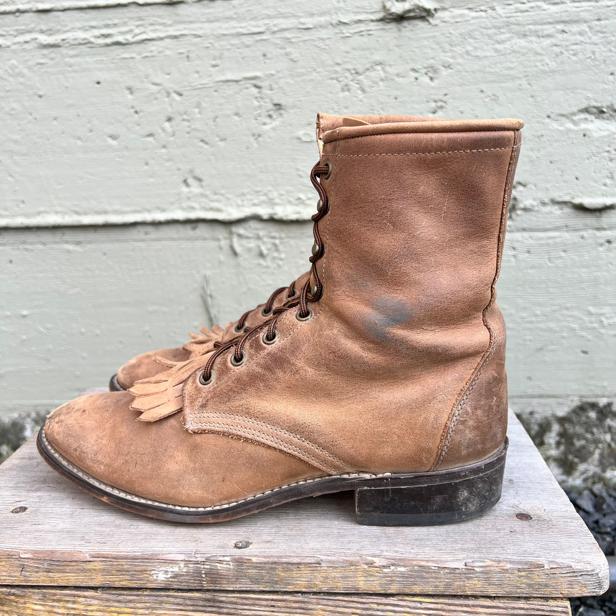 Vintage Laredo Women's Leather Lace Up Kiltie Boots - Size 10M (Medium Width) - Made In USA - Leather