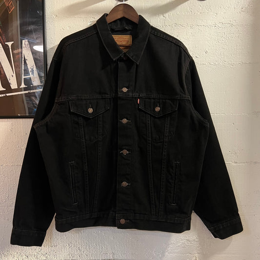 Vintage 90's Levi's Type III 70507-4159 Overdyed Denim Trucker Jacket - Size Large - Made In USA - Black