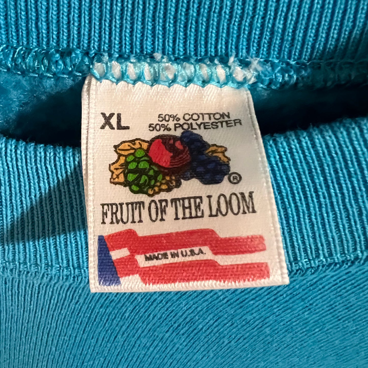 Vintage 90’s Boston Massachusetts Puff Print Raglan Sleeve Crewneck Sweatshirt - Size XL - Made In USA - Blue/White/Red
