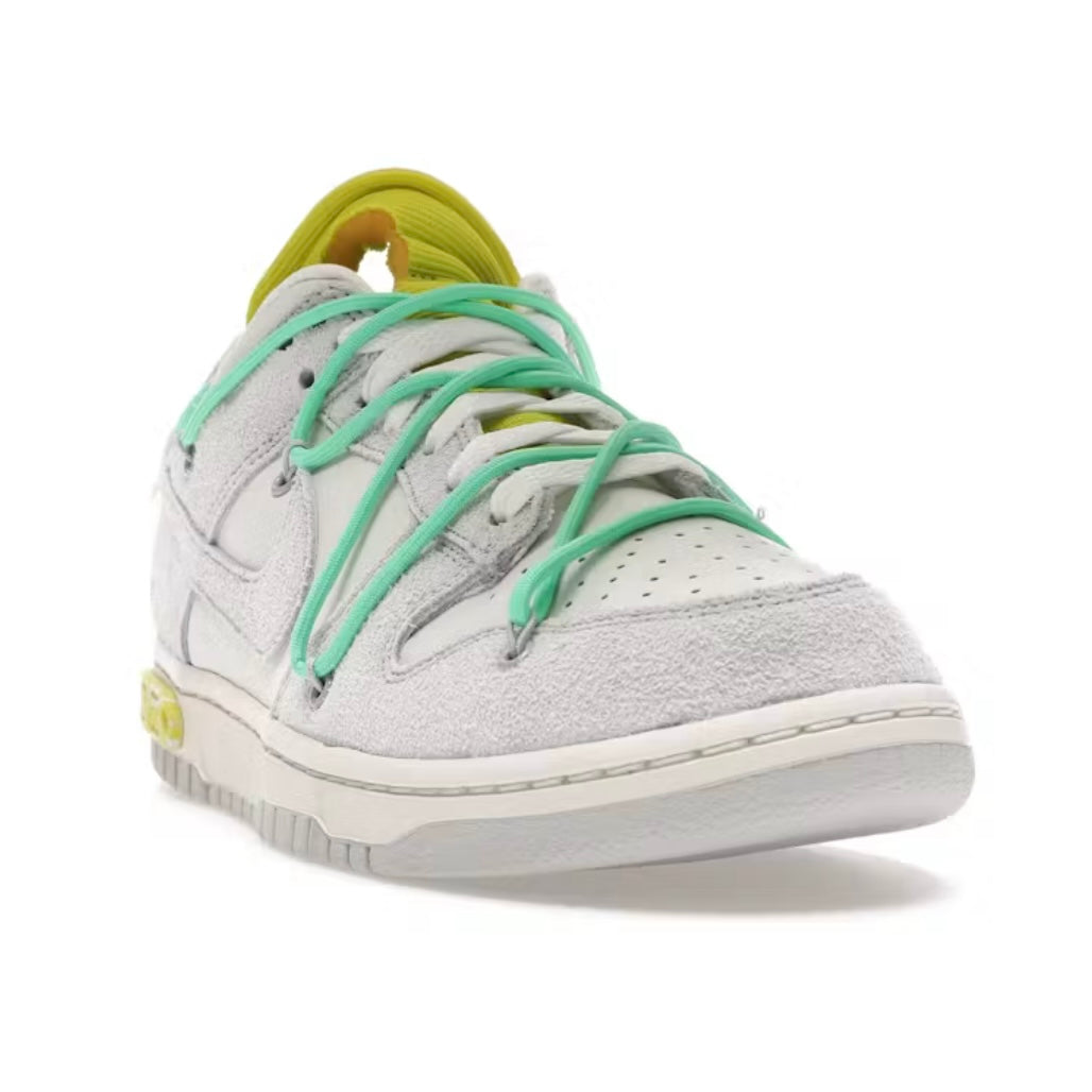 Nike x Off---White Dunk Low Lot 14 Sneaker - Size 9.5M/11W - Sail/Neutral-Grey/Volt - DJ0950-106