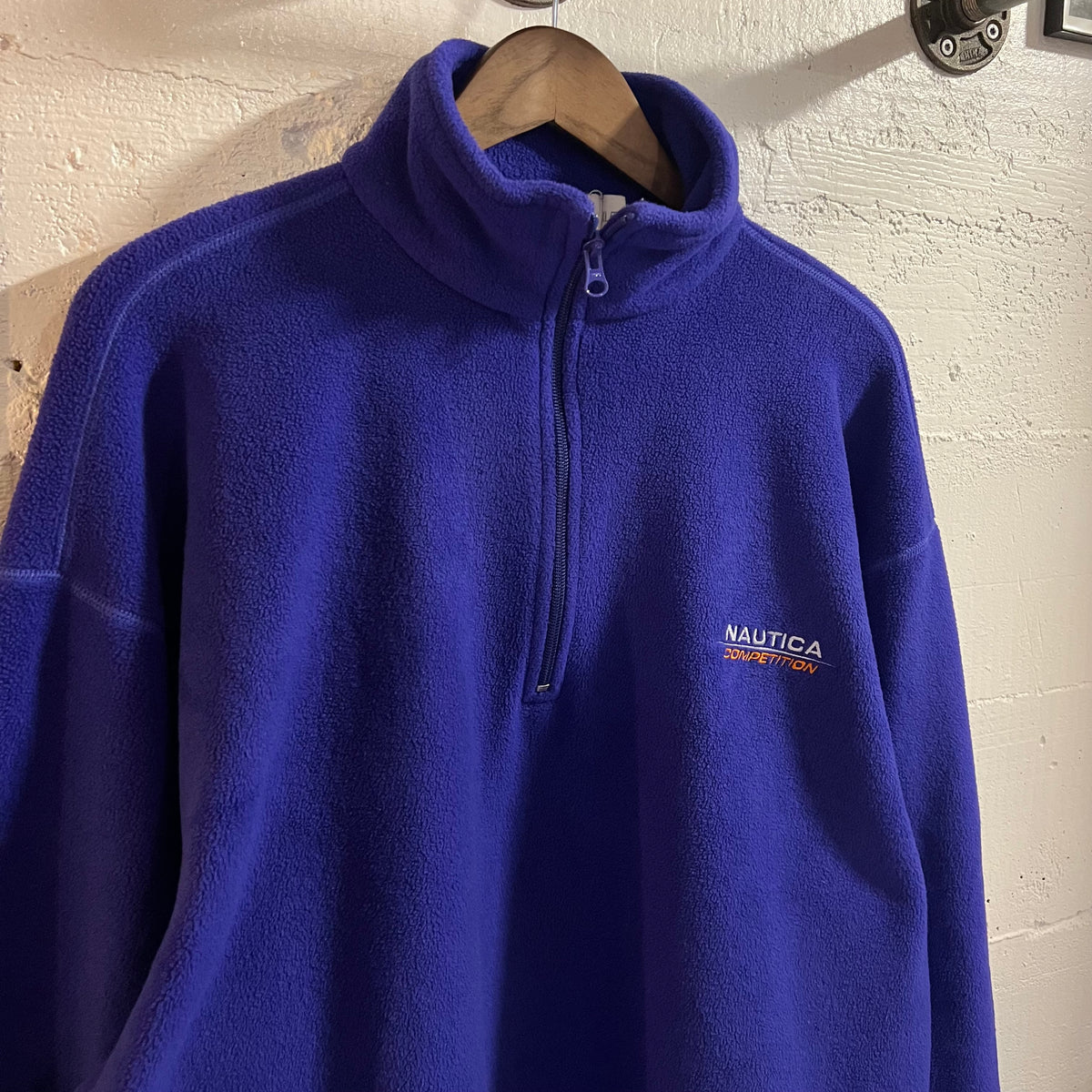 Vintage 90’s Embroidered Nautica Competition 1/4 Zip Pullover Fleece Jacket - Size XL - Made In USA - Purple