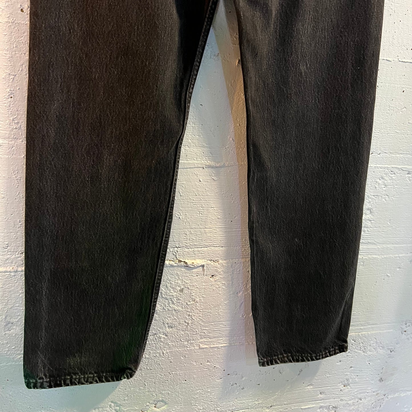 Vintage 90's Levi's 501 Button Fly Faded Black Denim Jean - Tag Size 36" x 32" - Made In USA