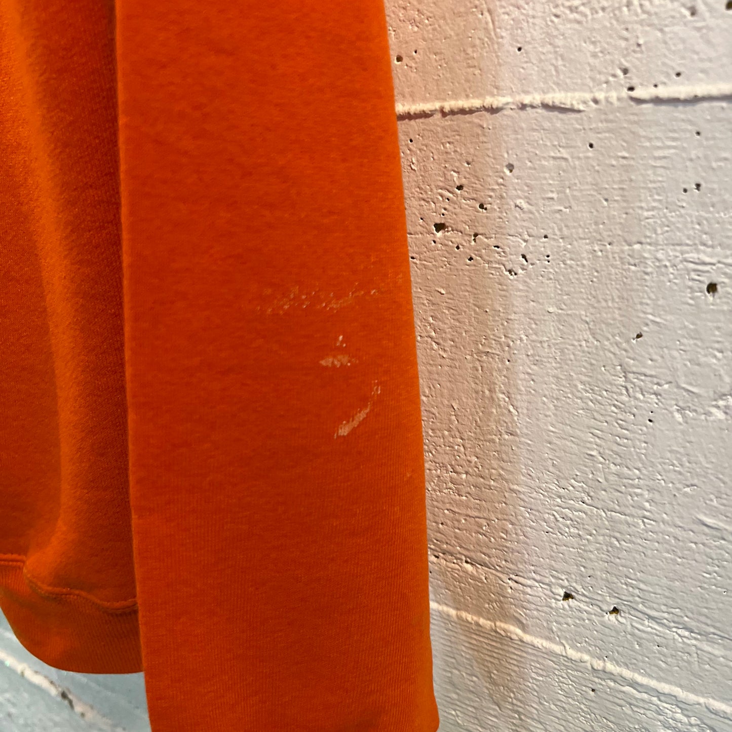 Vintage 1980's Auburn University Russell Athletic Distressed Crewneck Sweatshirt - Size Large - Made in USA - Orange/Navy