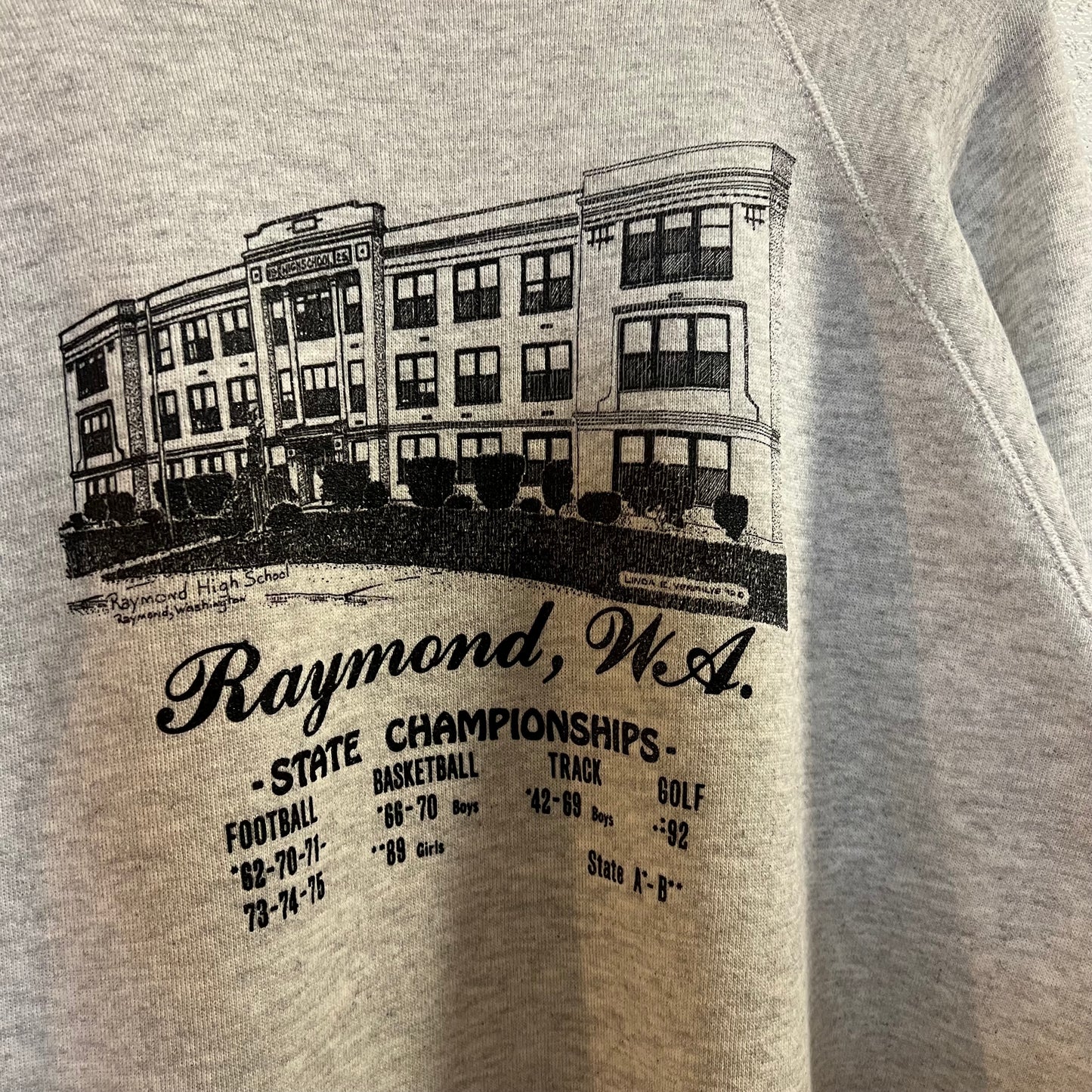 Vintage 90's Raymond Washington State Champs Raglan Sleeve Crewneck Sweatshirt - Size Large - Ash Heather Grey